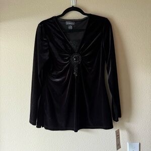 Deadstock Y2K velvet Elementz Black Scalloped Edge Top